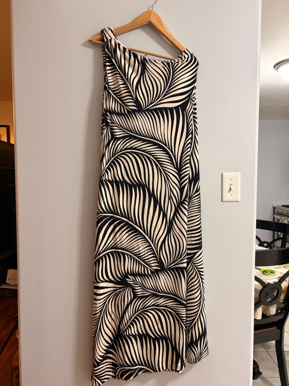 Soma Black and Cream One-Shoulder Maxi Dress